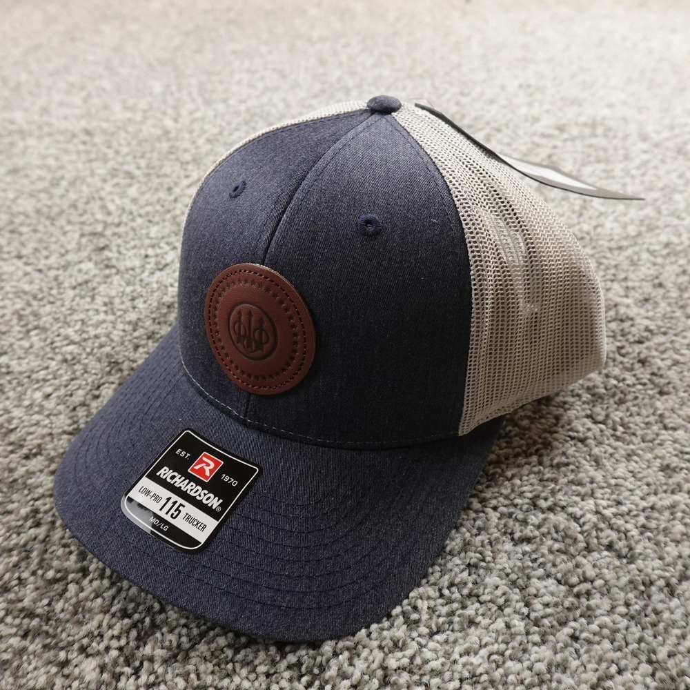 NEW Beretta Hat Cap Mens Blue Gray L Adjustable Snap Back Trucker Mesh Hunting